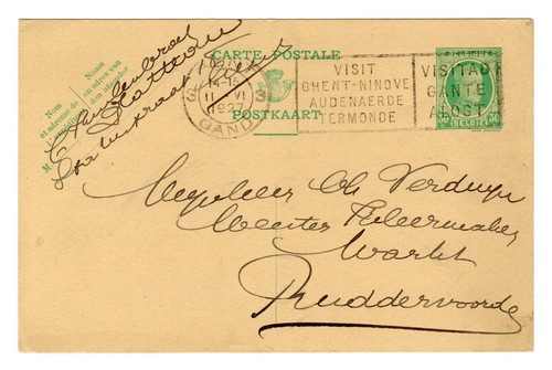 1927 cartolina belgio gand - 1927, a